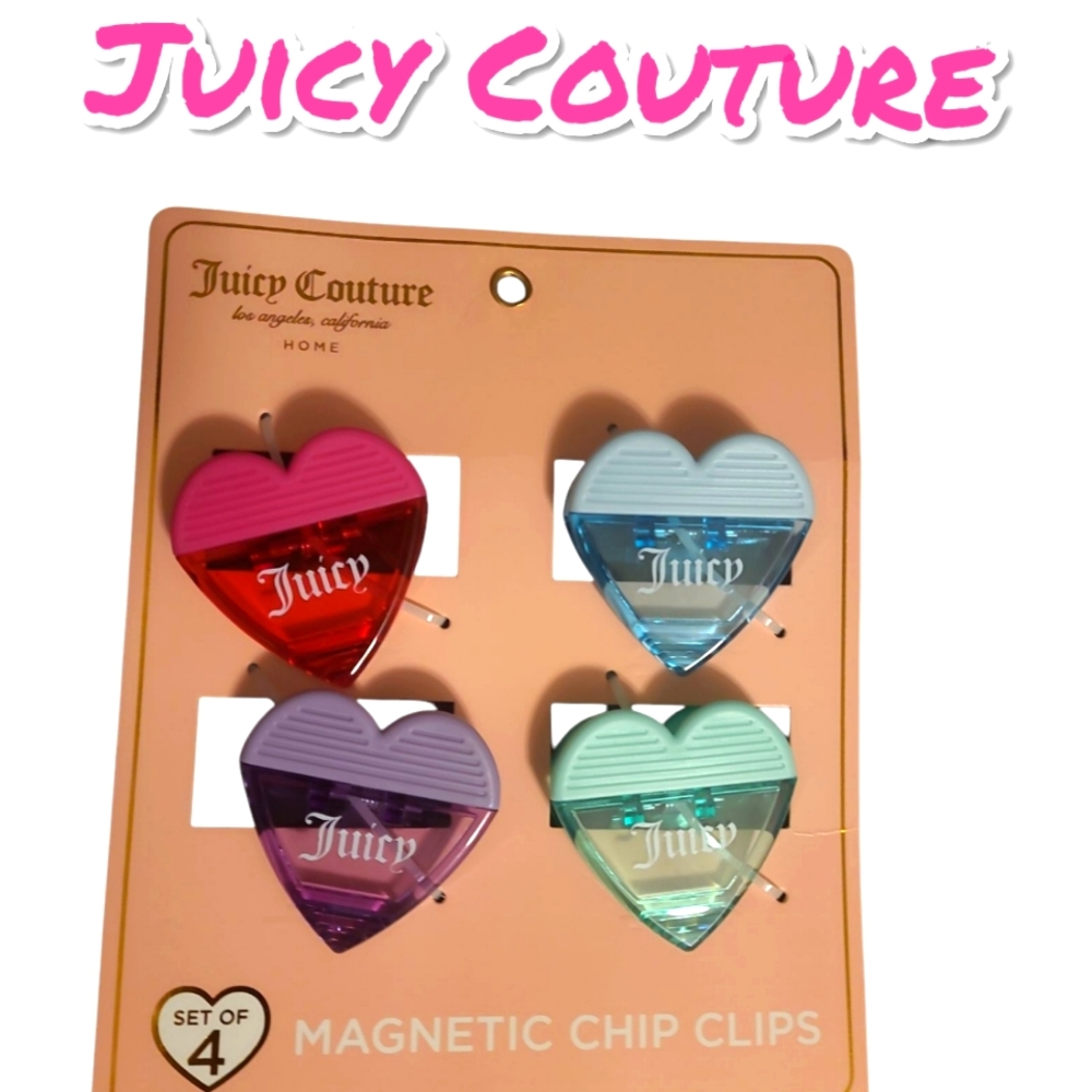 NWT Juicy Couture Heart-Shaped Magnetic Clips - Red, Purple, Blue, Green